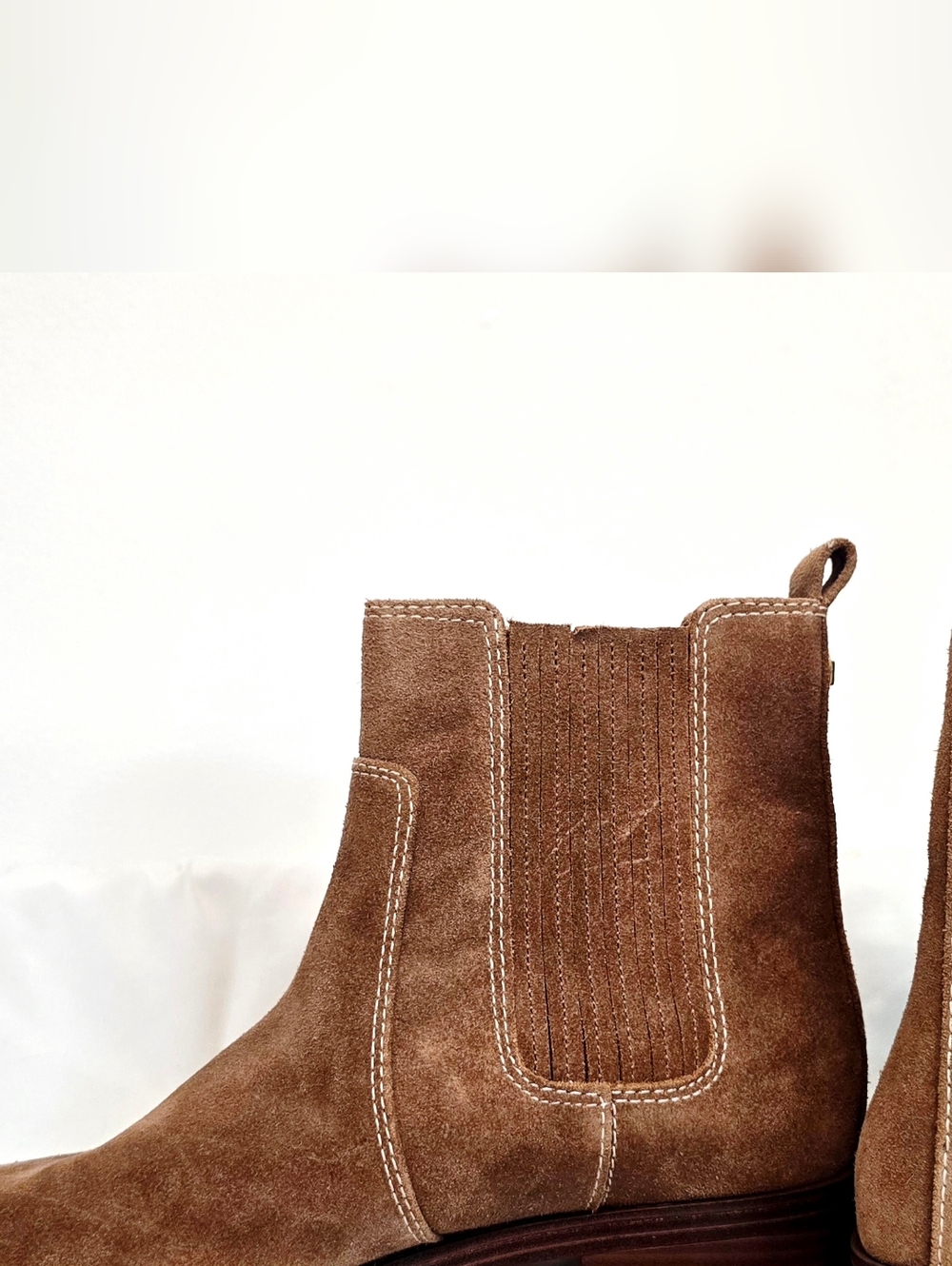 Michael Kors Suede Chelsea Ankle Boots Brown Leather Pull-On Low Heel Classic 8 - Picture 2 of 9